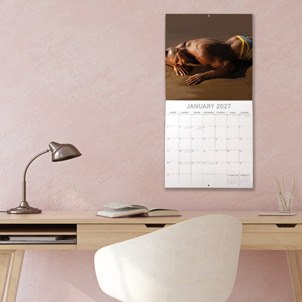 Hunks in Trunks 2027 Premium Square Wall Calendar lifestyle image