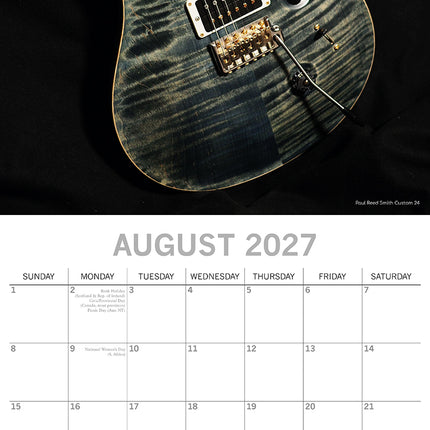 Iconic Guitars 2027 Premium Square Wall Calendar August sample page