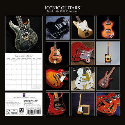 Iconic Guitars 2027 Premium Square Wall Calendar back cover