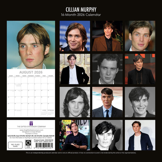 Cillian Murphy - 2026 Square Wall Calendar 16 Months Planner Xmas New Year Gift