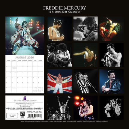 Freddie Mercury - 2026 Square Wall Calendar 16 Months Planner Xmas New Year Gift