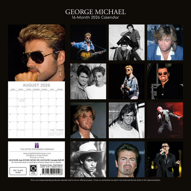 George Michael - 2026 Square Wall Calendar 16 Months Planner Xmas New Year Gift