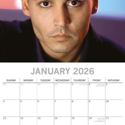 Johnny Depp - 2026 Square Wall Calendar 16 Month Planner Christmas New Year Gift