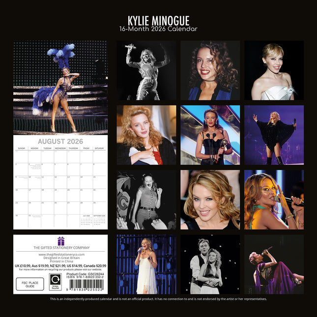 Kylie Minogue 2026 Square Wall Calendar 16 Month Planner Christmas New Year Gift