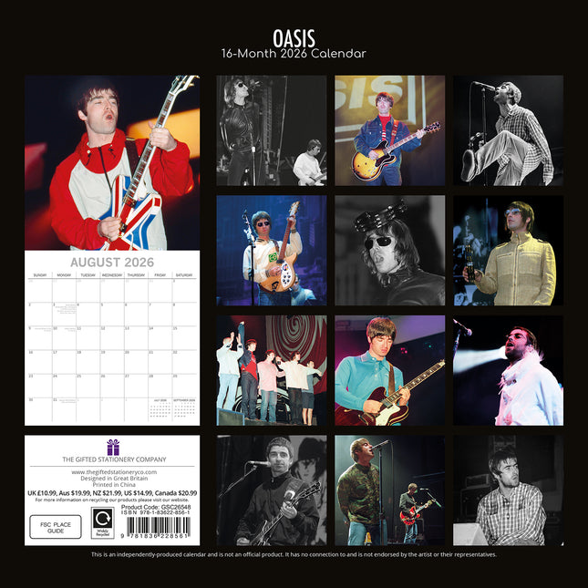 Oasis - 2026 Square Wall Calendar 16 Months Home Planner Christmas New Year Gift