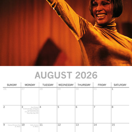 Whitney Houston - 2026 Square Wall Calendar 16 Months Planner Xmas New Year Gift