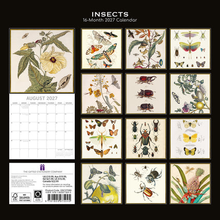 Insects 2027 Premium Square Wall Calendar back cover