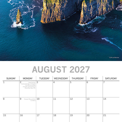 Ireland 2027 Premium Square Wall Calendar August sample page