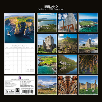 Ireland 2027 Premium Square Wall Calendar back cover