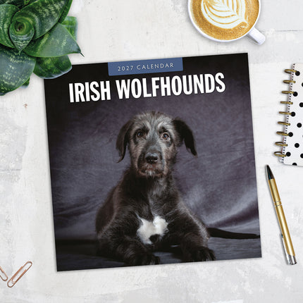 Irish Wolfhounds 2027 square wall calendar - image detail