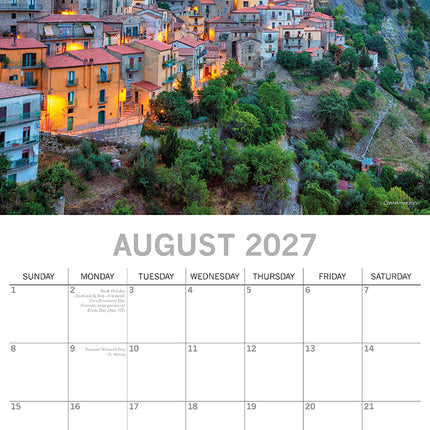 Italy 2027 Premium Square Wall Calendar August sample page