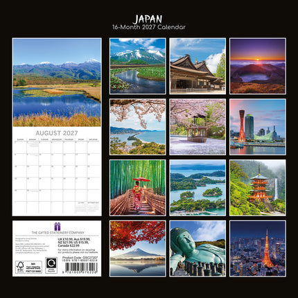 Japan 2027 Premium Square Wall Calendar back cover