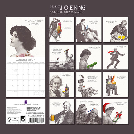 Just Joe King 2027 Premium Square Wall Calendar back cover
