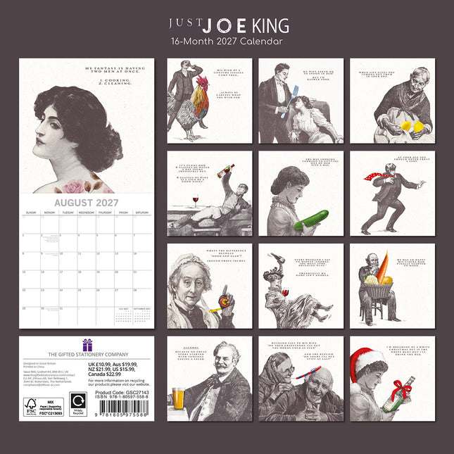 Just Joe King 2027 Premium Square Wall Calendar back cover