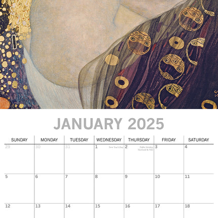 Klimt - 2025 Square Wall Calendar Arts Landscapes 16 Months Premium Planner Gift