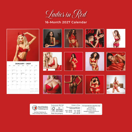 Ladies in Red 2027 square wall calendar - back cover