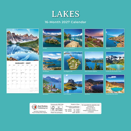 Lakes 2027 square wall calendar - back cover