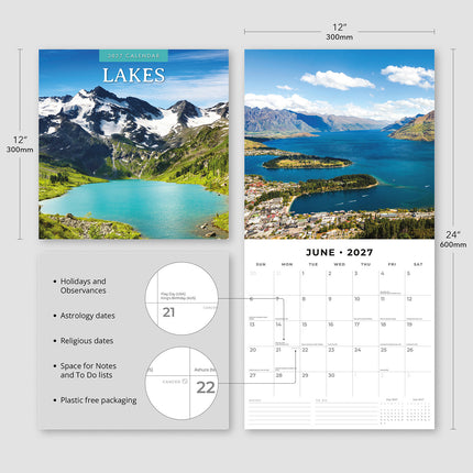 Lakes 2027 square wall calendar - product specifications
