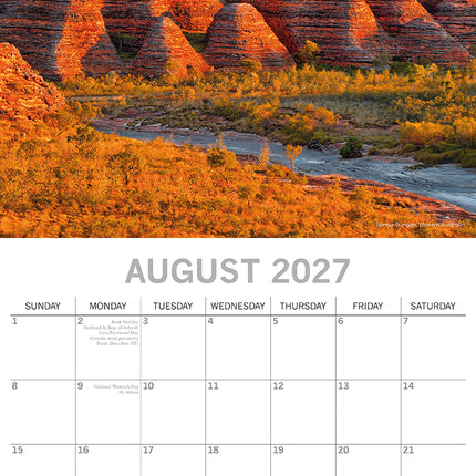 Landmarks of Australia 2027 Premium Square Wall Calendar August sample page