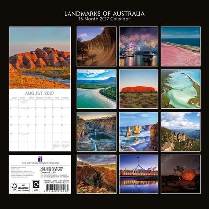 Landmarks of Australia 2027 Premium Square Wall Calendar back cover