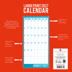 Large Print Calendar 2027 Premium Square Wall Calendar back cover
