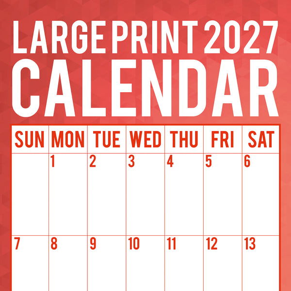 Large Print Calendar 2027 Premium Square Wall Calendar cover