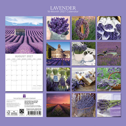 Lavender 2027 Premium Square Wall Calendar back cover