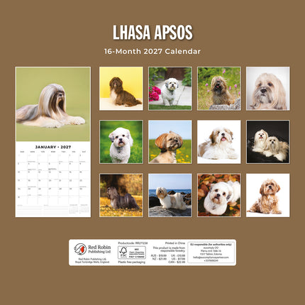 Lhasa Apsos 2027 square wall calendar - back cover