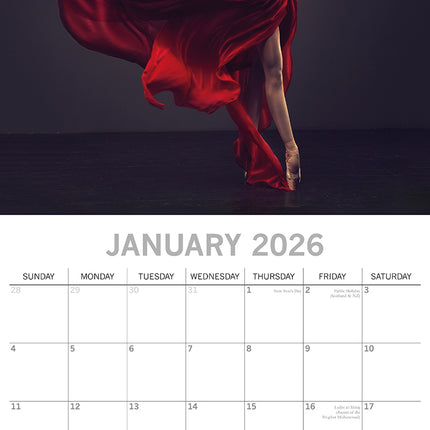 Ballet - 2026 Square Wall Calendar 16 Month Home Planner Christmas New Year Gift
