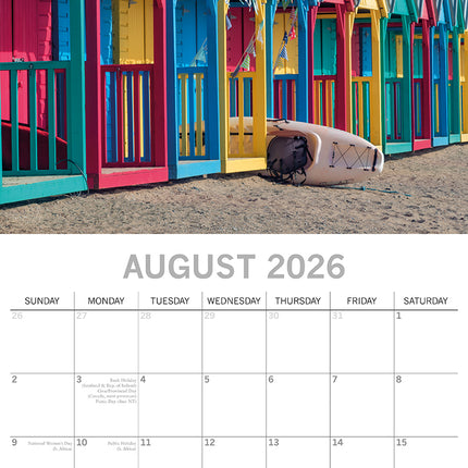 Beach Huts - 2026 Square Wall Calendar 16 Months Planner Christmas New Year Gift