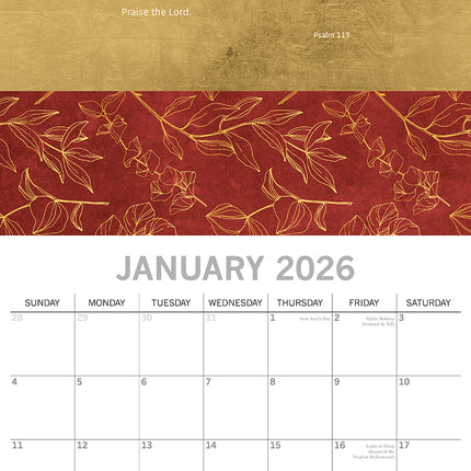 Beloved Psalms - 2026 Square Wall Calendar 16 Months Planner Xmas New Year Gift
