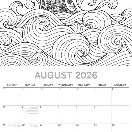 Colouring - 2026 Square Wall Calendar 16 Months Planner Christmas New Year Gift