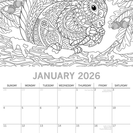 Colouring - 2026 Square Wall Calendar 16 Months Planner Christmas New Year Gift