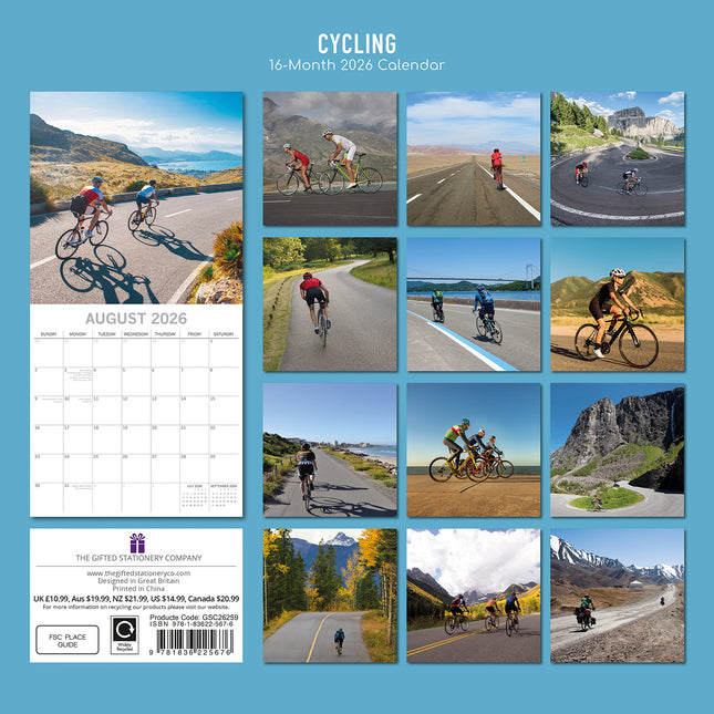 Cycling 2026 Square Wall Calendar 16 Months Home Planner Christmas New Year Gift