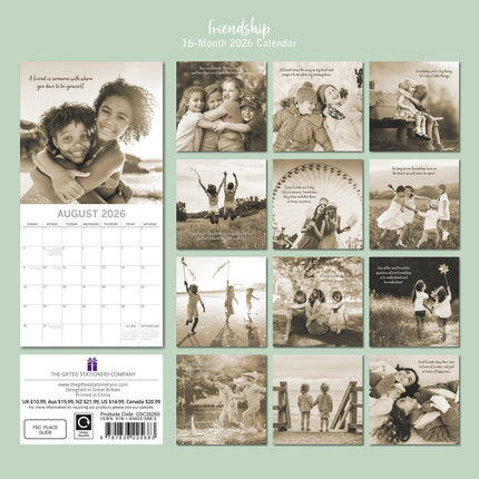 Friendship - 2026 Square Wall Calendar 16 Months Planner Christmas New Year Gift