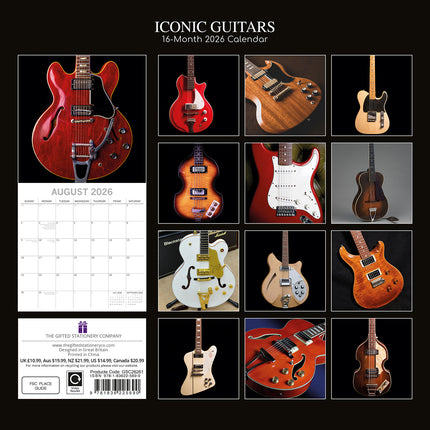 Iconic Guitars - 2026 Square Wall Calendar 16 Months Planner Xmas New Year Gift