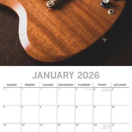 Iconic Guitars - 2026 Square Wall Calendar 16 Months Planner Xmas New Year Gift