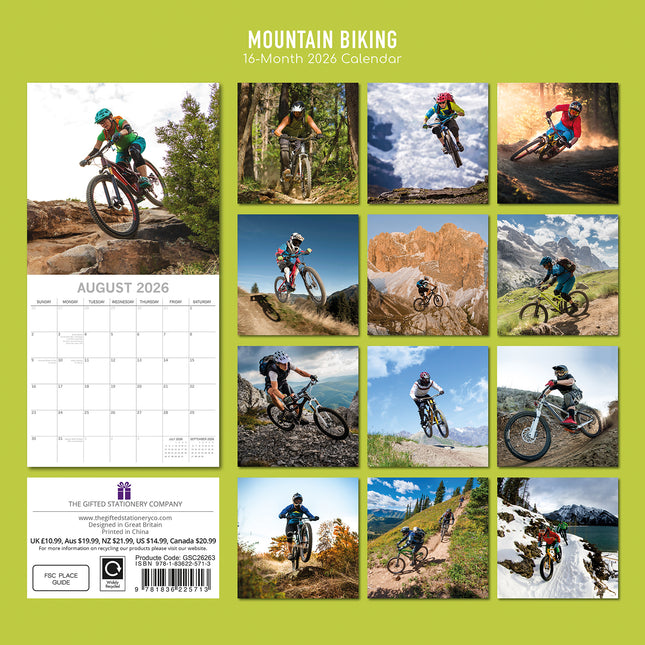 Mountain Biking - 2026 Square Wall Calendar 16 Months Planner Xmas New Year Gift
