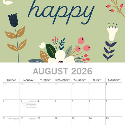 Positively Powerful - 2026 Square Wall Calendar 16 Months Planner New Year Gift