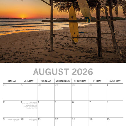 Surf Life - 2026 Square Wall Calendar 16 Months Planner Christmas New Year Gift