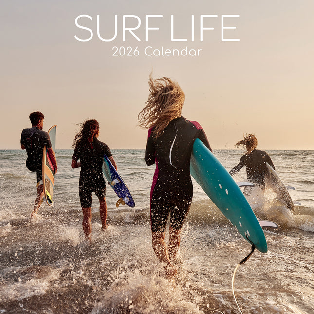 Surf Life - 2026 Square Wall Calendar 16 Months Planner Christmas New Year Gift