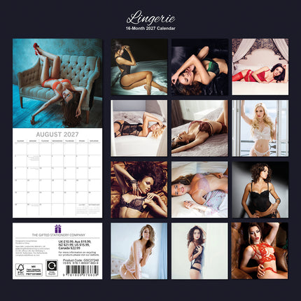 Lingerie 2027 Premium Square Wall Calendar back cover