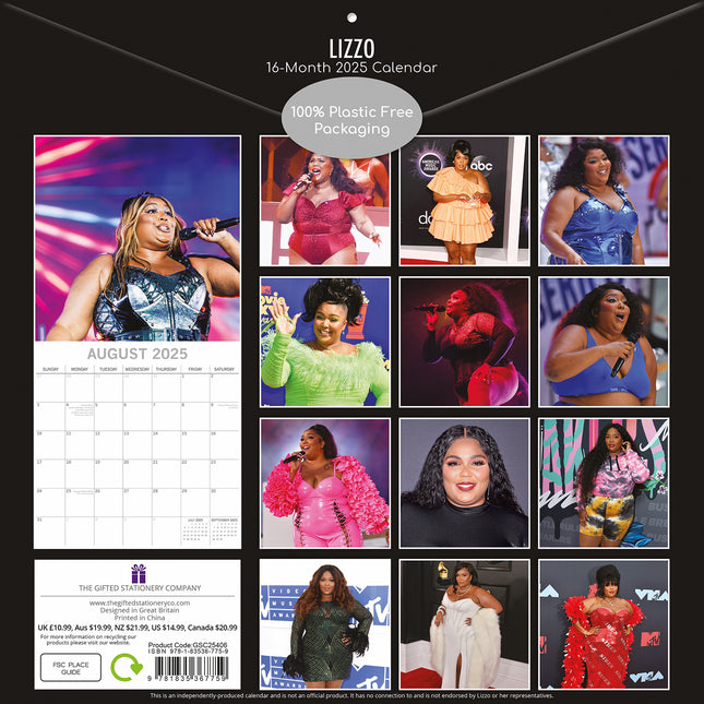 Lizzo - 2025 Square Wall Calendar 16 Months Christmas New Year Planner Gift