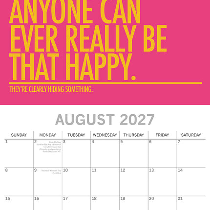 Lyrical Laughter 2027 Premium Square Wall Calendar August sample page