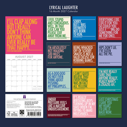 Lyrical Laughter 2027 Premium Square Wall Calendar back cover