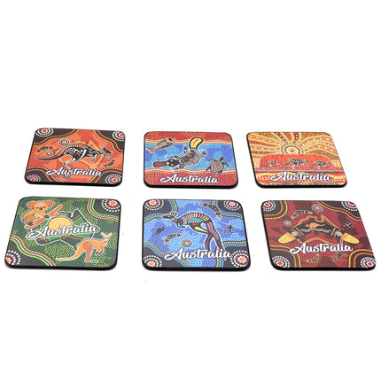 6pcs Australian Souvenirs Wooden Coasters w Gift Box Drink Beer Holder Place Mat - Zmart Australia