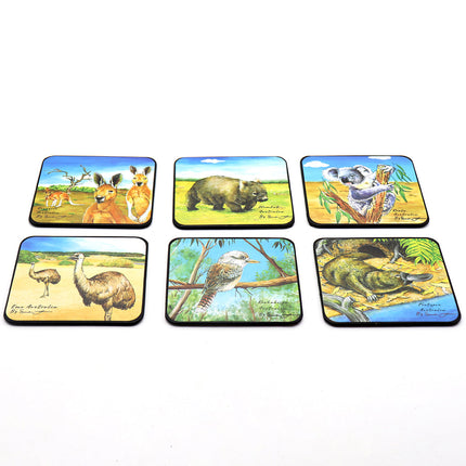 6pcs Australian Souvenirs Wooden Coasters w Gift Box Drink Beer Holder Place Mat - Zmart Australia