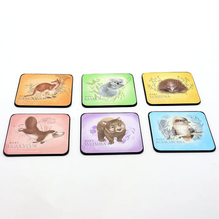 6pcs Australian Souvenirs Wooden Coasters w Gift Box Drink Beer Holder Place Mat - Zmart Australia