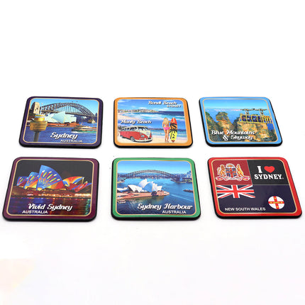 6pcs Australian Souvenirs Wooden Coasters w Gift Box Drink Beer Holder Place Mat - Zmart Australia