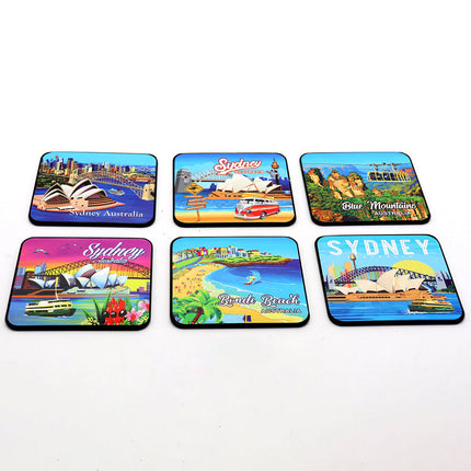 6pcs Australian Souvenirs Wooden Coasters w Gift Box Drink Beer Holder Place Mat - Zmart Australia